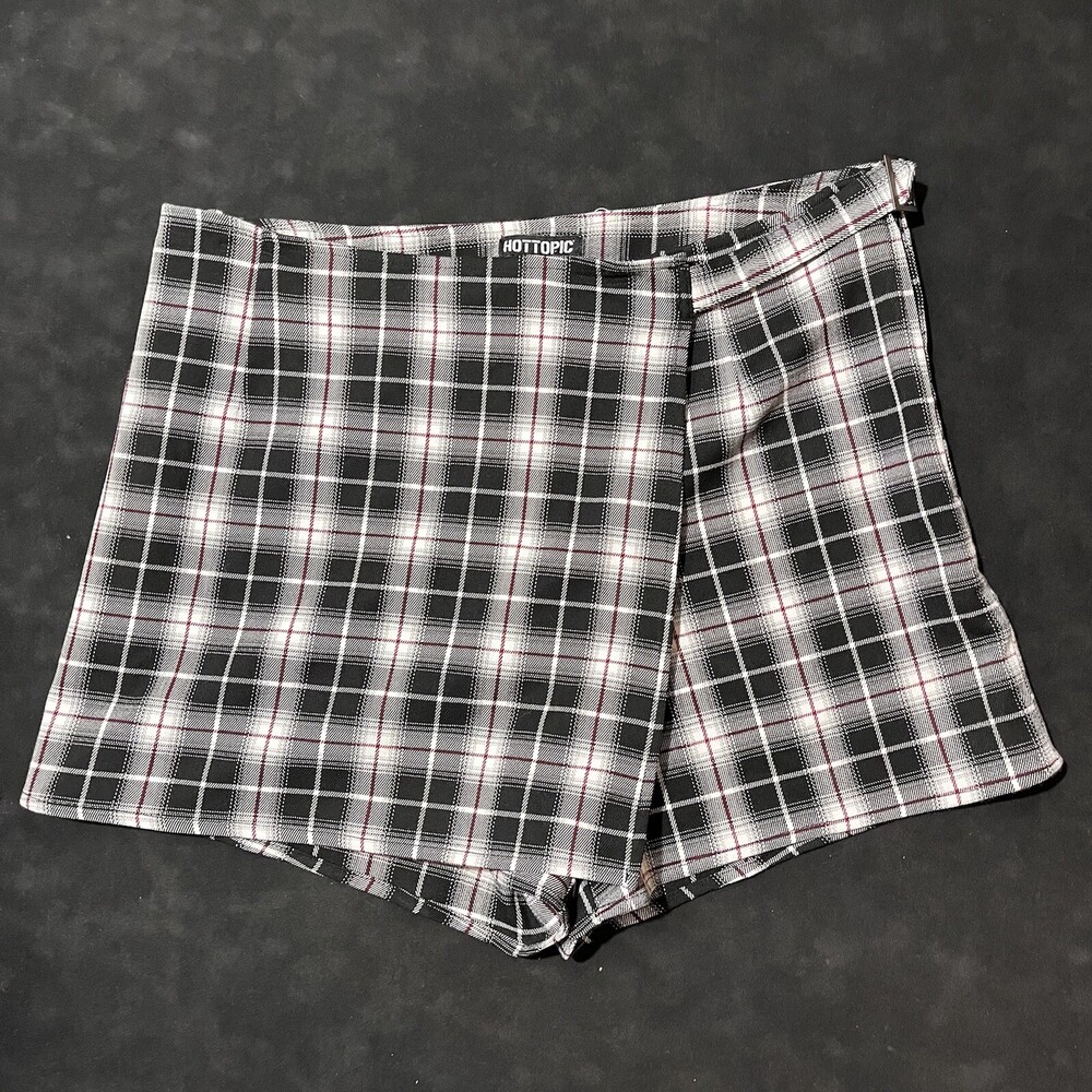 Hot Topic Womens Plaid Adjustable Buckle Goth Skirt Size Small